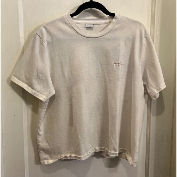 Second Layer White Cropped T Shirt Tee Top Women's Size Medium - Picture 2 of 10